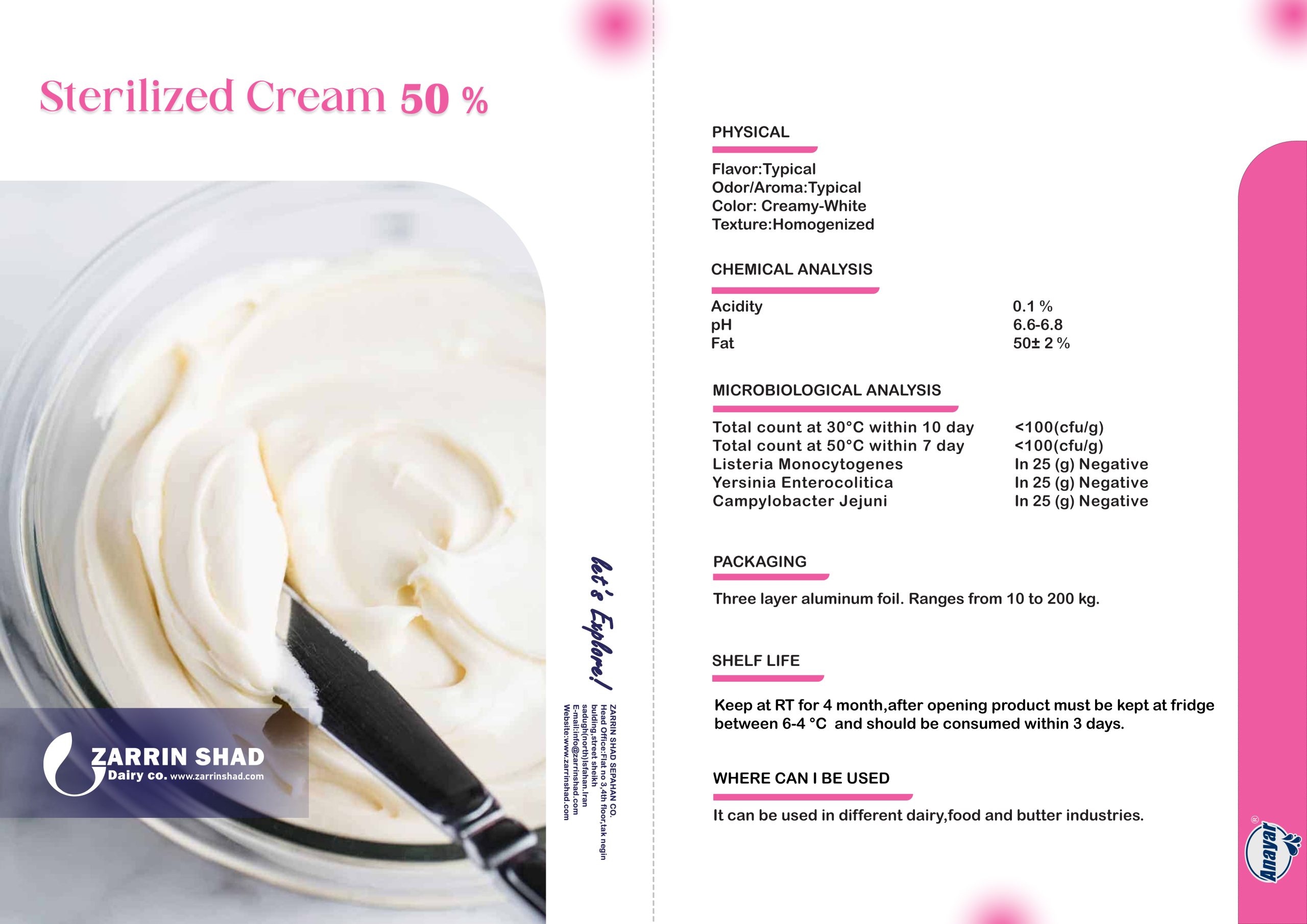 Sterilized Cream 50%